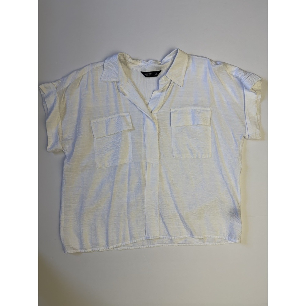 Simply Vera Wang Women's XL White Sleeve Button Front Blouse